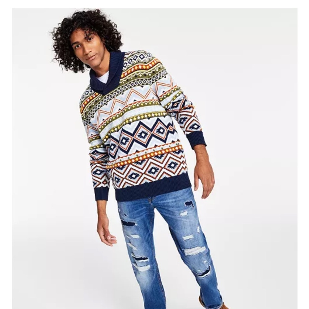 Sun + Stone Men's Shawl Collar Sweater Long Sleeve Pullover